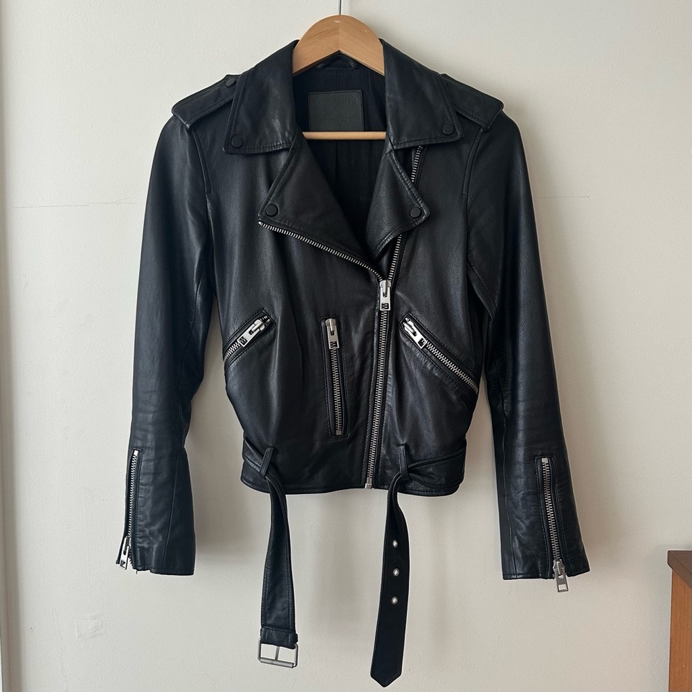 All Saints Black Leather Balfern Jacket